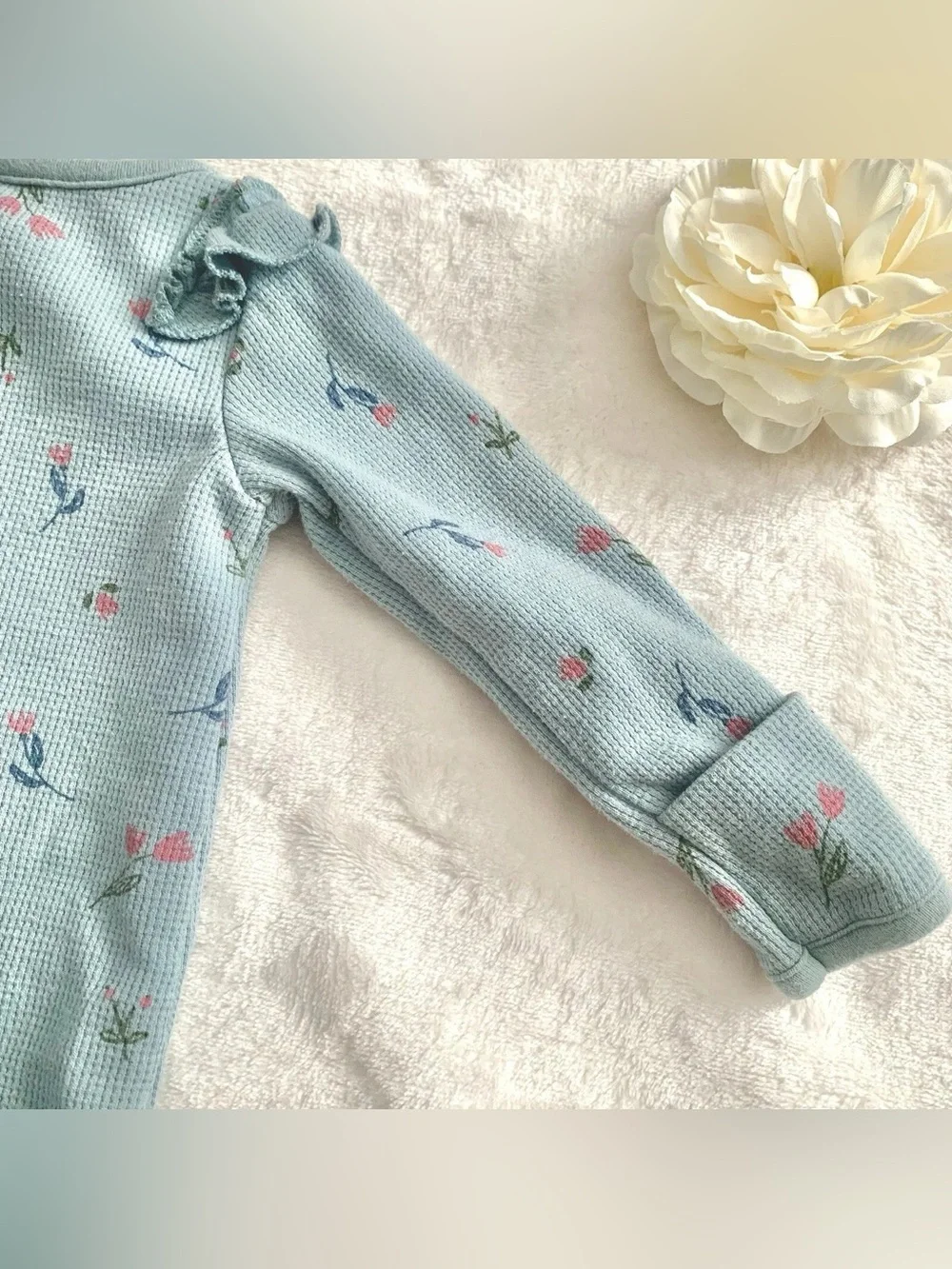 Carter’s Just One You Newborn Floral Footed Sleeper Blue Waffle Knit Zip Pajamas